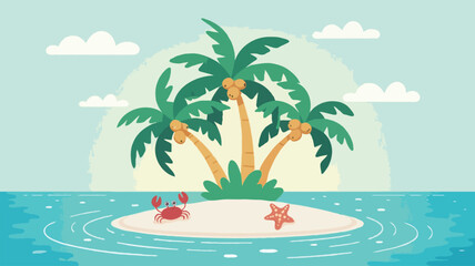 tropical island with palm tree