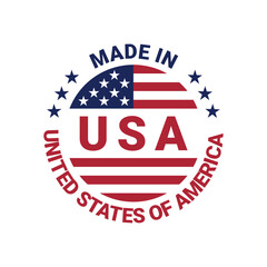 made in usa circle logo vector design with united states flag 