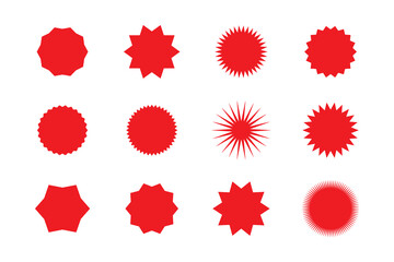 Starburst sale price stickers and labels. Set of price stickers, sale or discount stickers, and sunburst badge icon. 