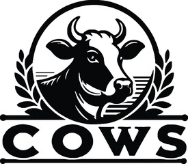 Adobe illustrator cow head logo design with classic Elegant.