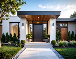 front door of modern contemporary home