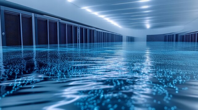 Futuristic Architecture Design Featuring a Giant Warehouse for High-Tech AI and Big Data Storage