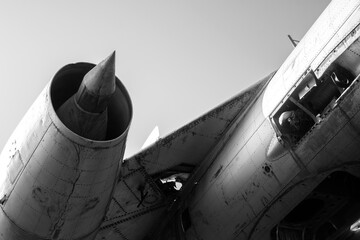 Detail of an old abandoned military plane	