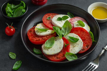 Fresh tomatoes, mozarella cheese  and basil