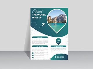 Poster travel flyer pamphlet brochure cover design layout space for photo background, vector template in A4 size, perfect for creative professional business. 