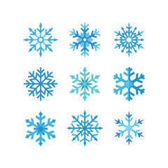 Blue Snowflake Vector Collection for Winter Designs