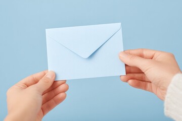 close-up of two hands exchanging handmade card representing parents day