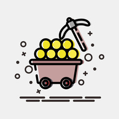 Icon proof of work. Crypto currency elements. Icon in MBE style.