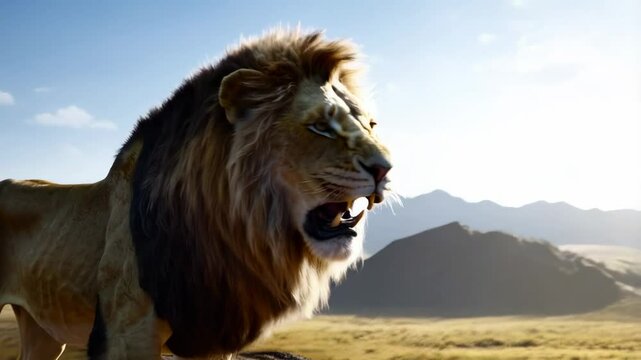 lion roars on the hill