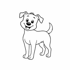 Fototapeta premium Cute cartoon dog outline illustration playful puppy design smiling canine character black and white