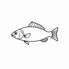 Simple line art illustration of a fish sea life graphic silhouette vector image