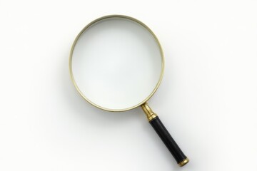 Magnifying glass lens classic vintage retro style, isolated on a white background. High resolution.