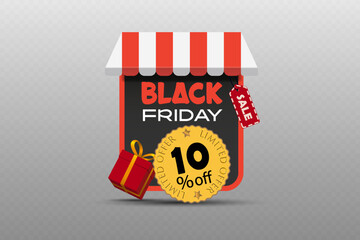 Black Friday banner with discounts. On a transparent background.