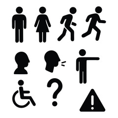 Basic Public Signage and Human Pictogram Icons Set