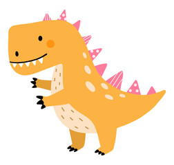 Hand drawn cute dinosaur isolated on white background. Concept for children print. Vector Illustration