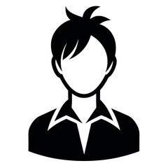 Modern Minimalist Male User Profile Avatar Icon Vector - Black and White Silhouette Design