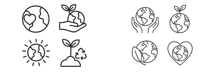 Creative illustrations depicting eco-friendly themes and sustainable practices for environmental awareness and conservation efforts