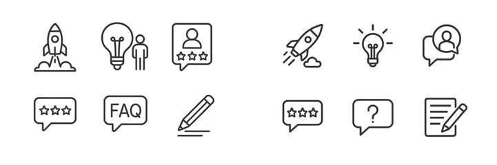 Creative icons representing innovation, ideas, and communication in a modern design