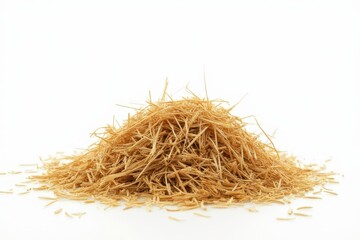 Fototapeta premium Heap of dried hay on white background