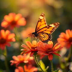 butterfly flits from flower to flower, embracing the warmth of the sun.