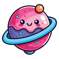 Cartoon Ice Cream Planet – Science Fiction and Food Fantasy Vector Icon Isolated
