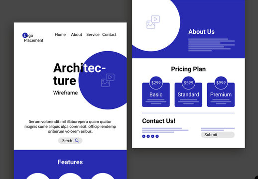 Architecture Wireframe Template Design Layout