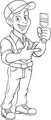 Painter Decorator Cartoon Paint Brush Handyman