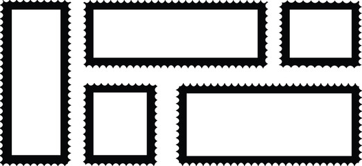 Postage stamp vector icons. Postage stamp set. Mockup postage stamps. Blank postage stamp borders templates