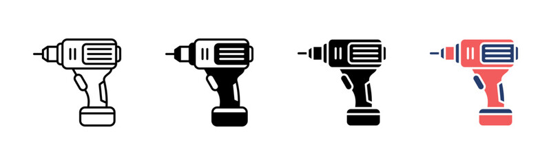Drill icon sheet multiple style collection