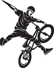 Black Silhouette of Bicycle Stunt Performer