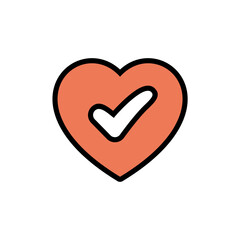 Affirmative Check Mark within a Red Heart Shape