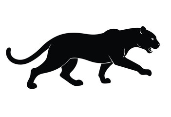 Panther running Silhouette Vector illustration, Running panther jungle simple icon flat design.
