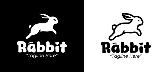 Obraz premium Professional Minimalist Rabbit Logo for Branding in Black and White Colors
