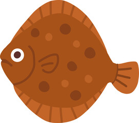 Brown Flatfish Illustration