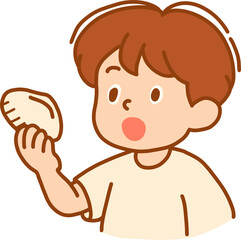 Boy Eating Shellfish
