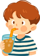Boy Drinking Cold Beverage