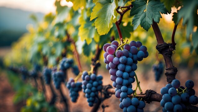 A beautiful vine with grapes at the beginning of growth.