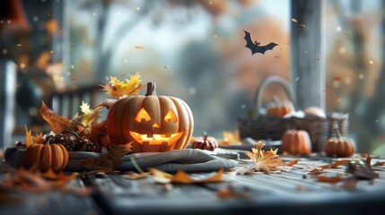 A whimsical illustration of a pumpkin character inviting you to a pumpkin feast.