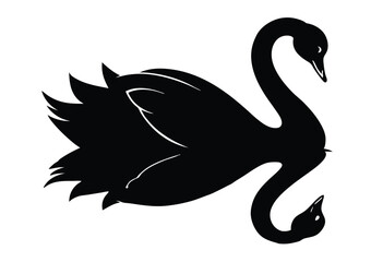 Obraz premium Reflected swan silhouette icon vector illustration in flat design style for logo