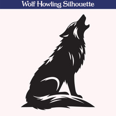 Wolf howling silhouette vector illustration