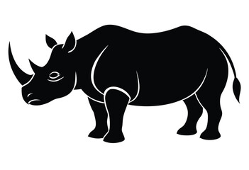 Obraz premium Wild rhino silhouette icon vector flat design simple minimalistic illustration wildlife