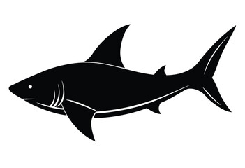 Obraz premium Shark Silhouette Vector illustration, angry shark simple icon flat design.