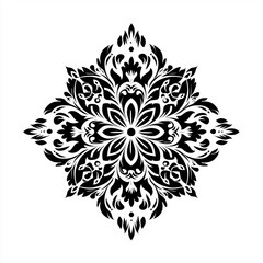 Fototapeta premium Ornate black floral design in symmetrical pattern for decoration 