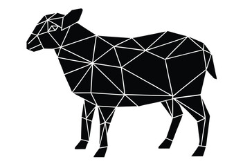 Obraz premium Low poly sheep silhouette vector art geometric farm animal design simple illustration