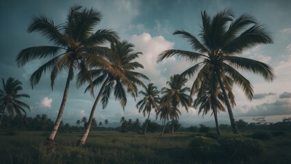 Obraz premium Coconut Tree And Sky Landscape with Empty Copy Space For Text