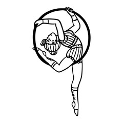 female gymnast in flexible yoga pose illustration