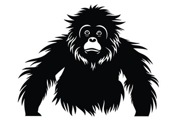 Obraz premium Sumatran orangutan silhouette vector illustration simple icon flat design wildlife conservation