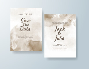 Wedding invitation with abstract splash watercolor