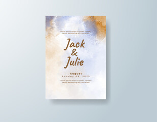 Wedding invitation with abstract splash watercolor