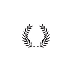 Laurel wreath black silhouette vector illustration symbol of victory and achievement